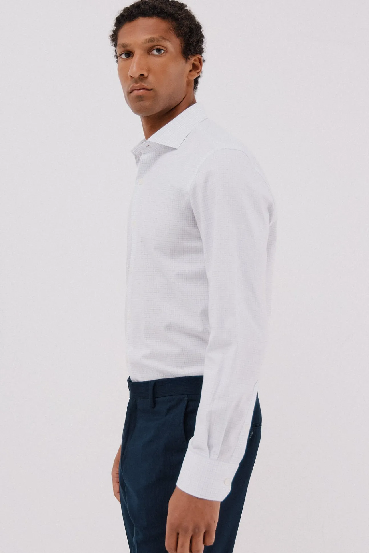 Camisa quadrados fácil de engomar