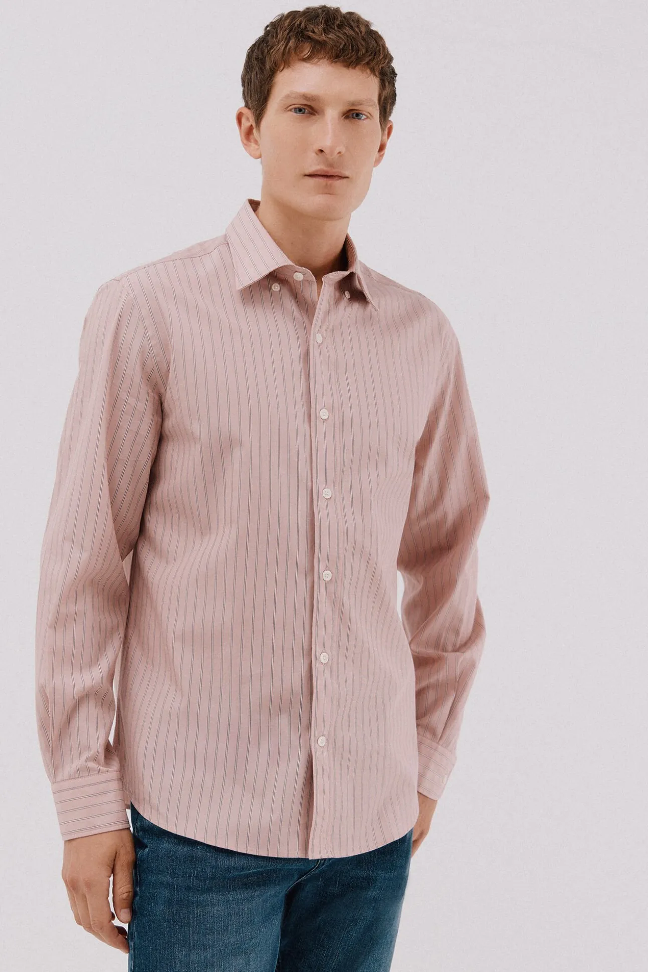 Camisa riscas de algodão Tencel