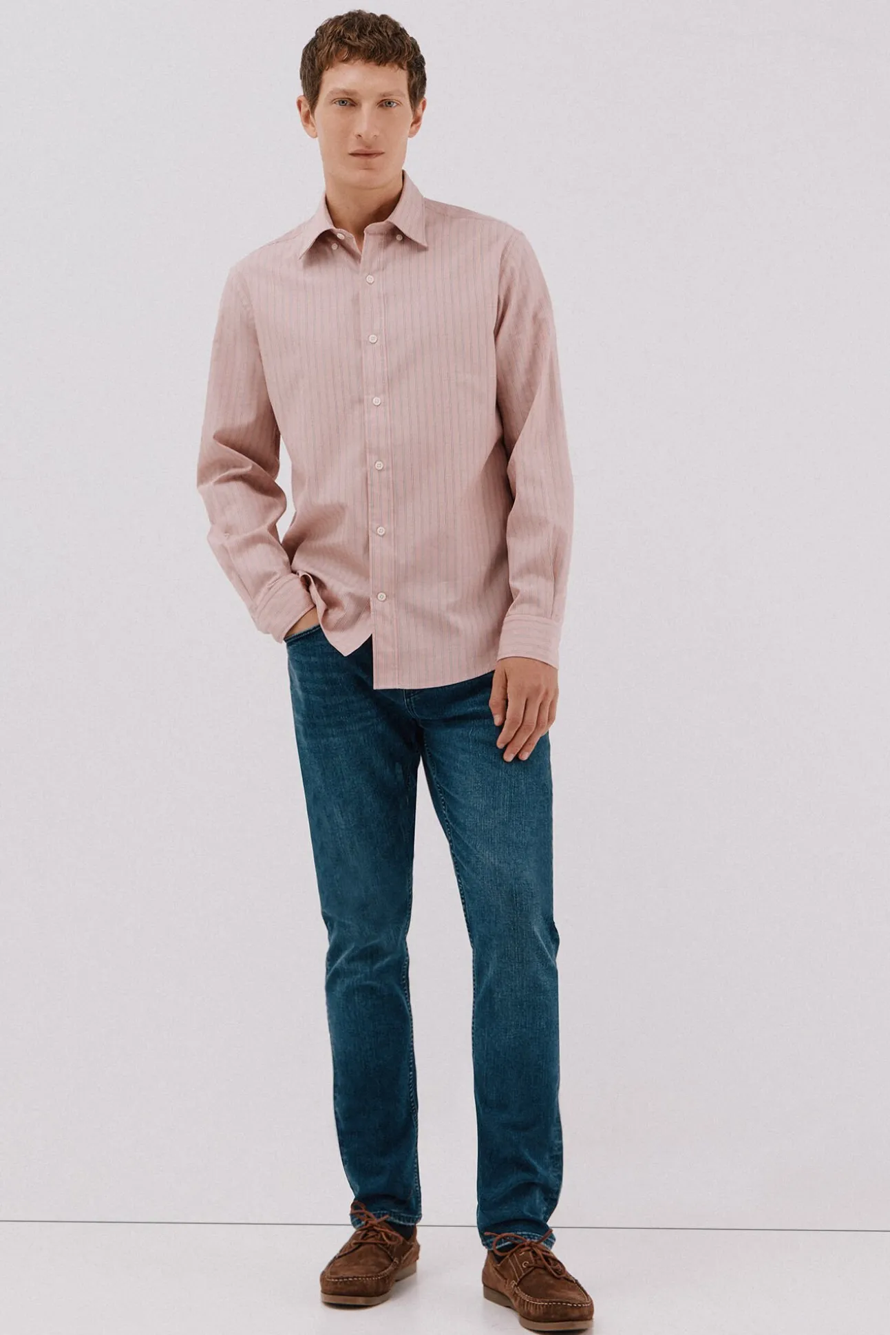 Camisa riscas de algodão Tencel