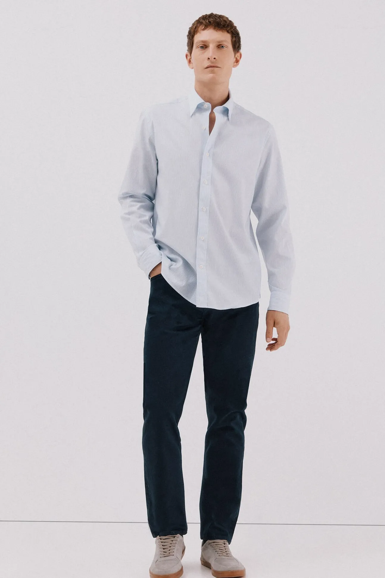 Camisa riscas de algodão Tencel