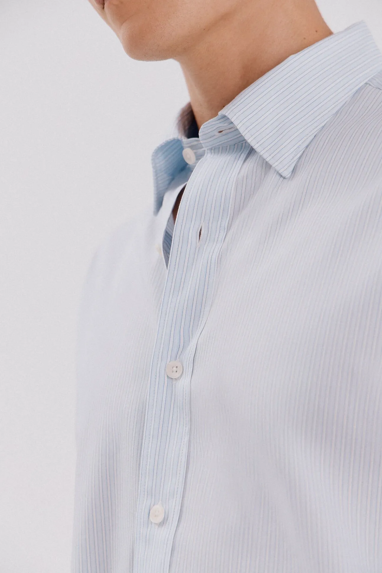 Camisa riscas de algodão Tencel
