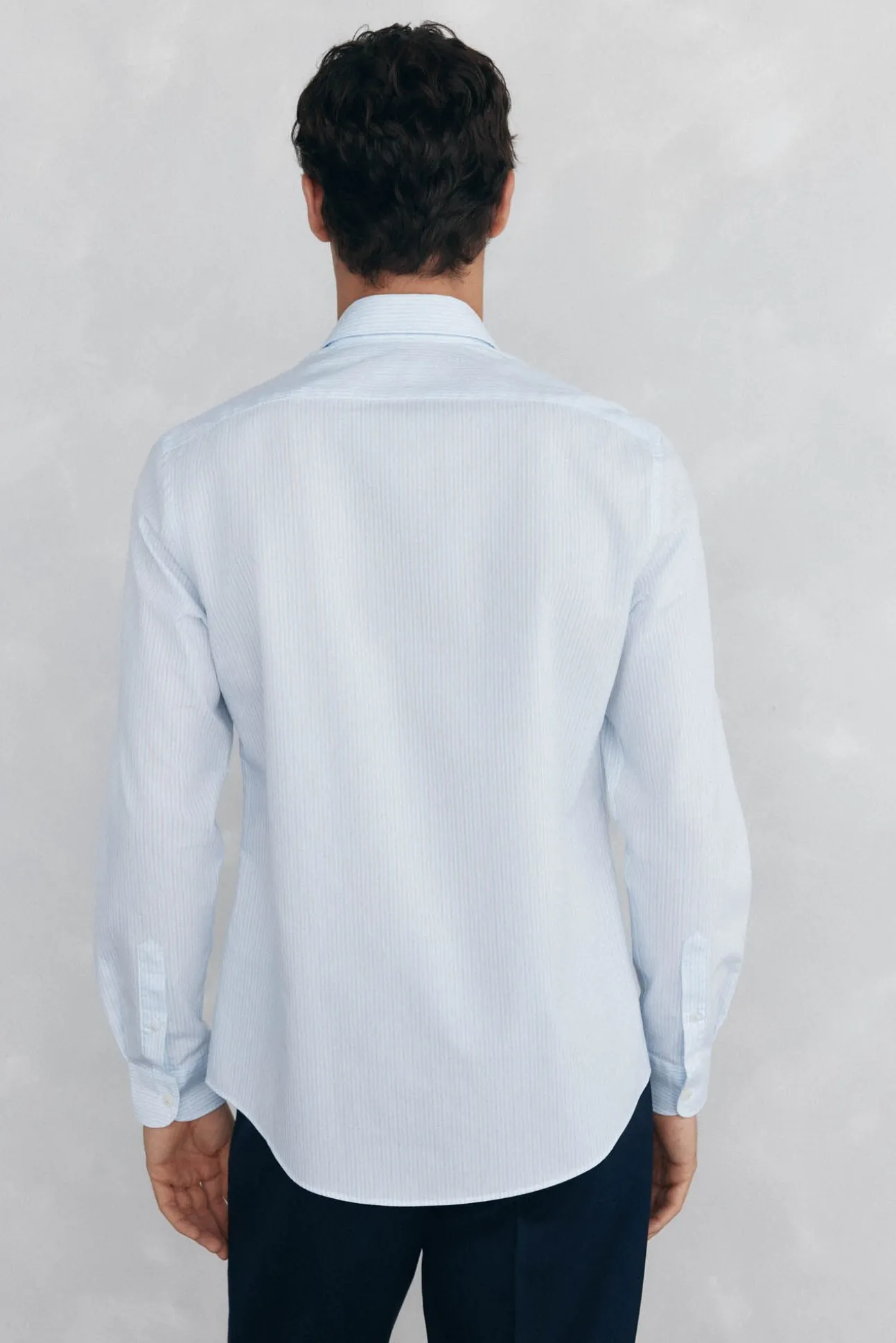 Camisa riscas fácil de passar, anti-odor, corte slim