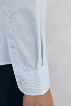 Camisa riscas fácil de passar, anti-odor, corte slim