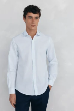 Camisa riscas fácil de passar, anti-odor, corte slim