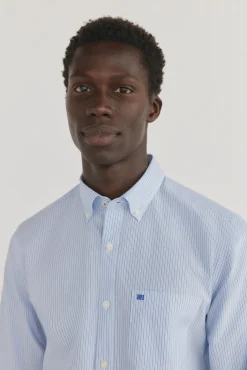 Camisa riscas que não pode ser passada a ferro + resistente a manchas