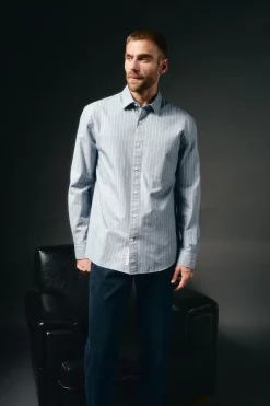 Camisa riscas twill