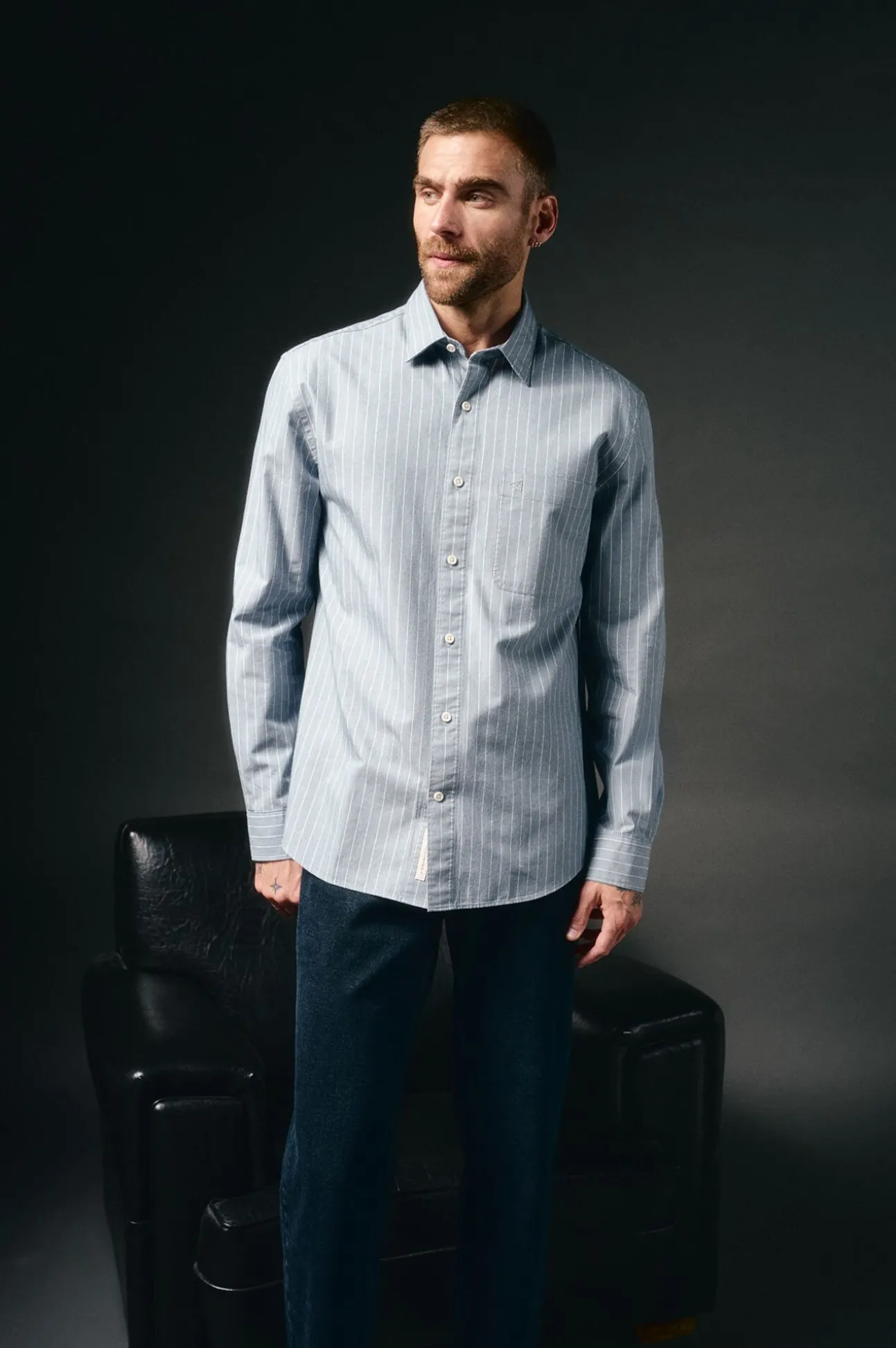 Camisa riscas twill