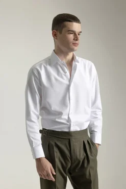 Camisa social de sarja de corte regular fit