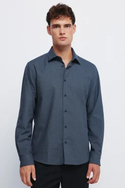 Camisa social estruturada bicolor