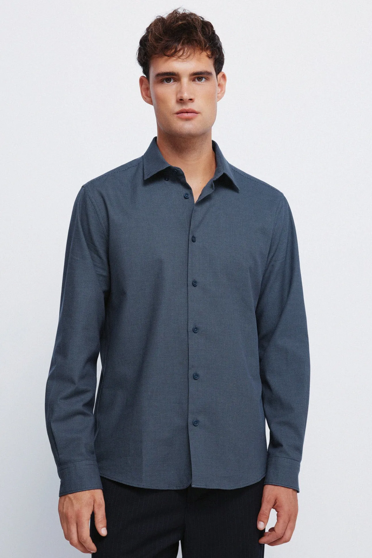 Camisa social estruturada bicolor