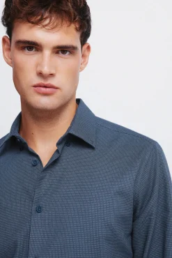 Camisa social estruturada bicolor