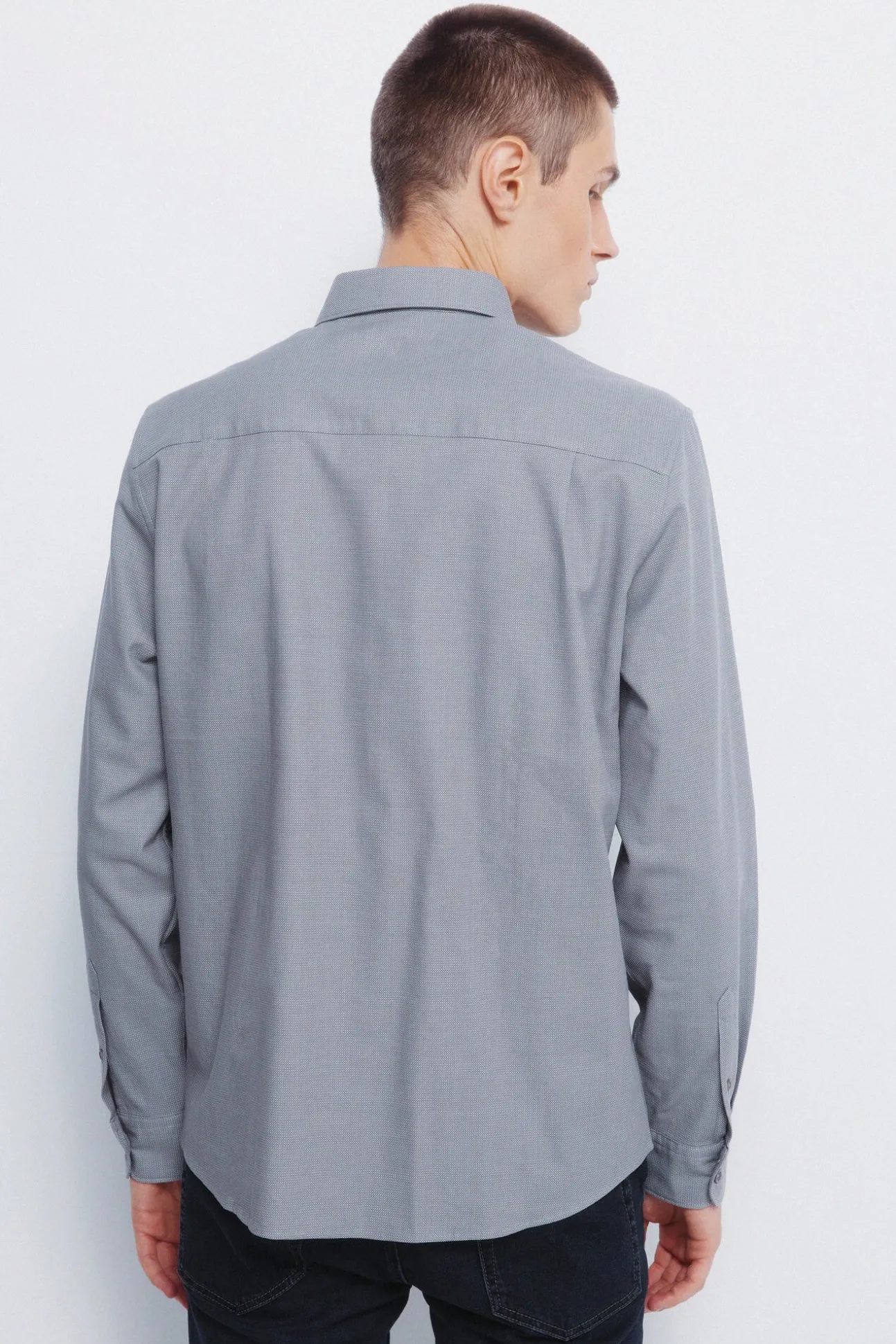 Camisa social estruturada bicolor