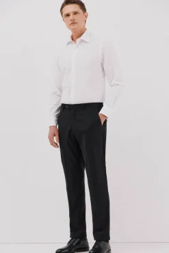 Camisa social lisa de algodão tencel