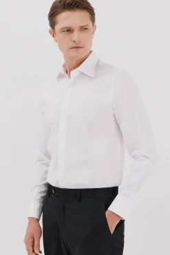 Camisa social lisa de algodão tencel