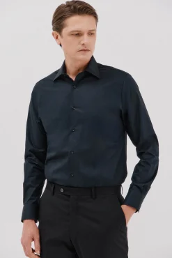 Camisa social lisa de algodão tencel