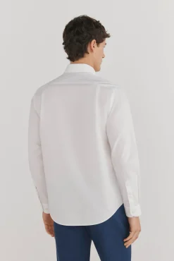 Camisa social lisa que não pode ser passada a ferro + resistente a manchas