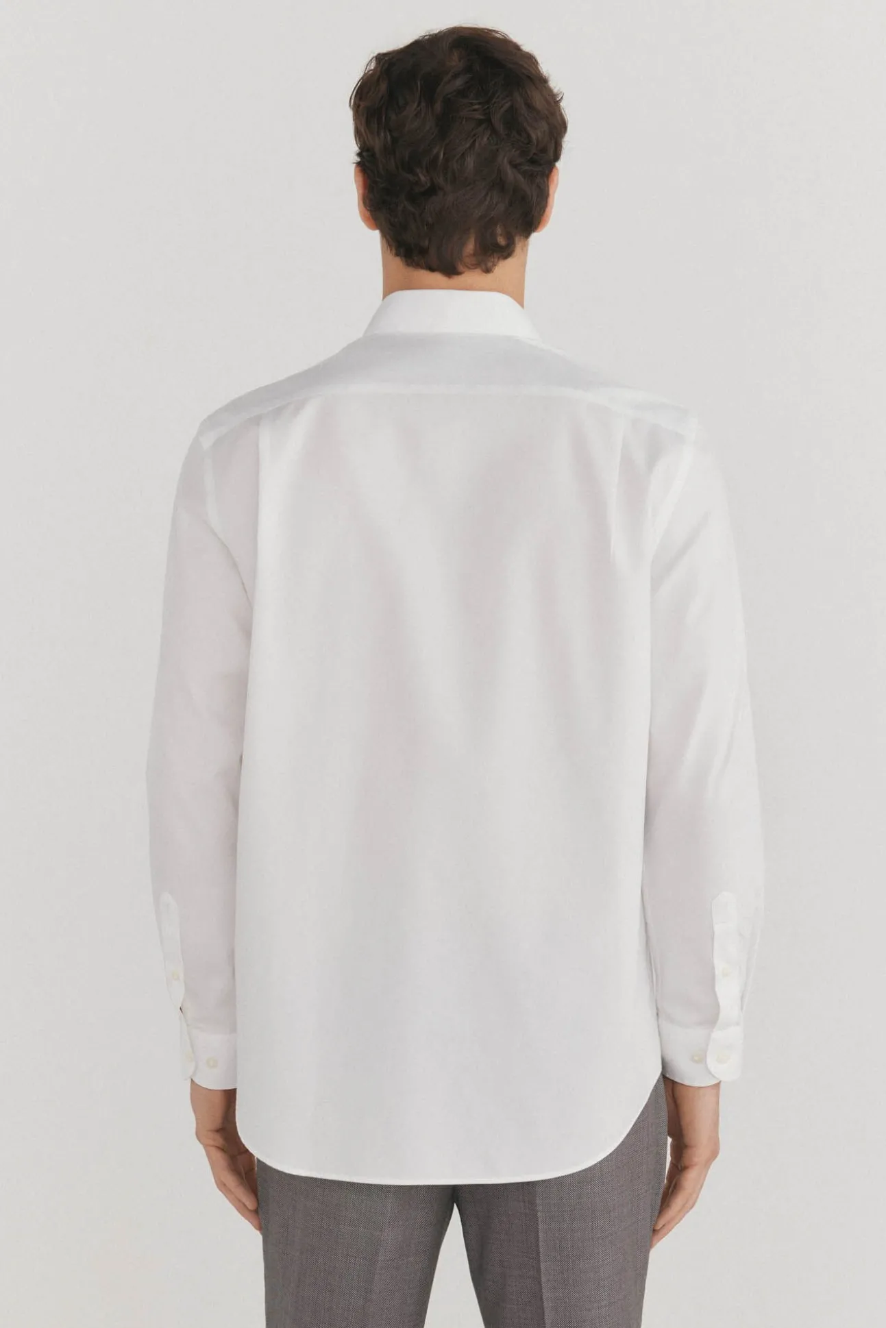 Camisa social lisa que não pode ser passada a ferro + resistente a manchas