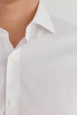 Camisa social lisa que não pode ser passada a ferro + resistente a manchas