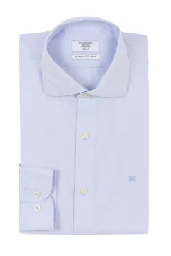 Camisa social lisa, slim fit, resistente a manchas e não engomada