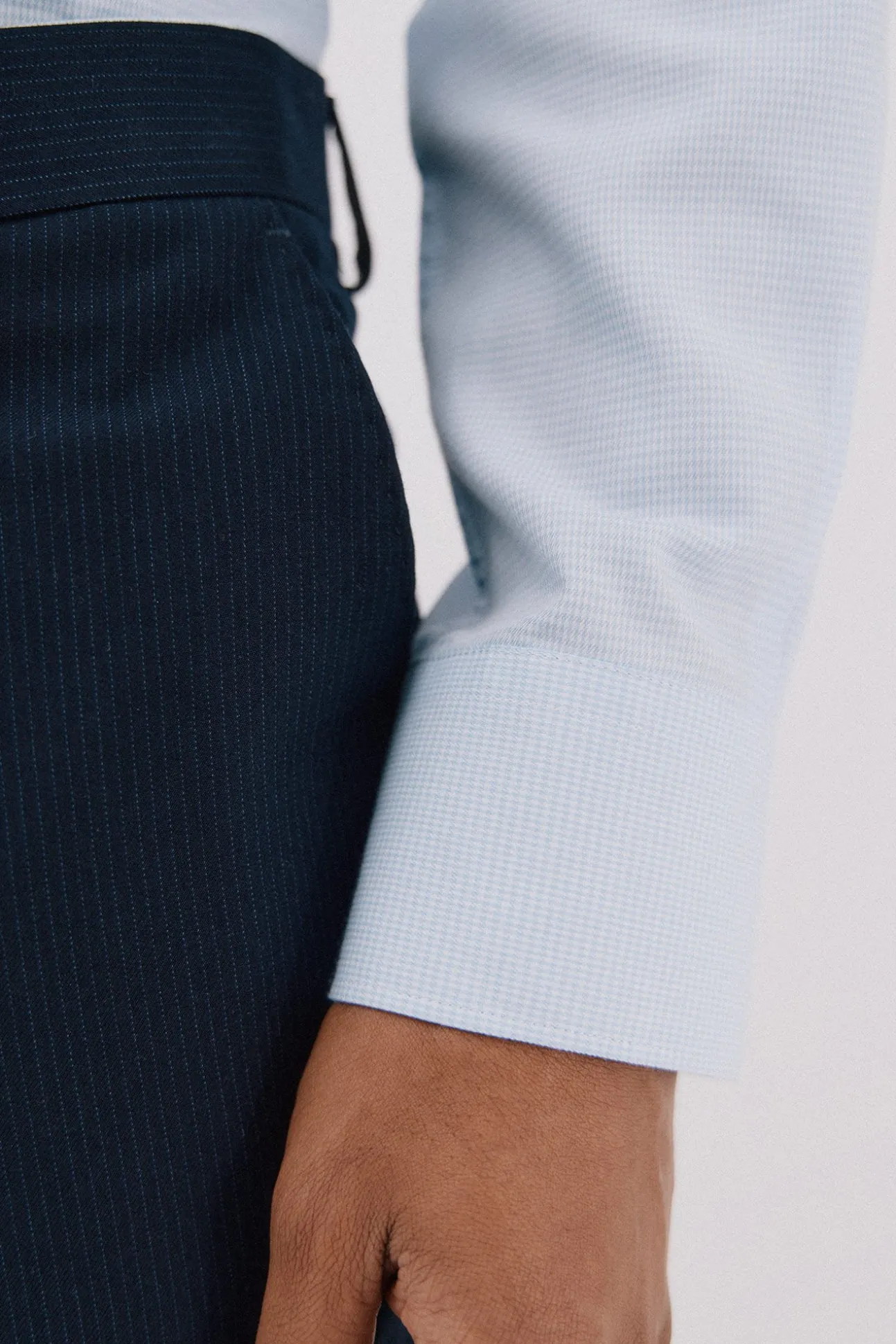 Camisa social pied-de- pied-de-poule tencel