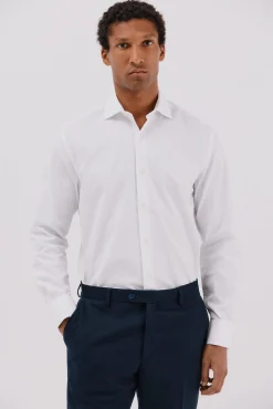 Camisa social riscas de algodão tencel