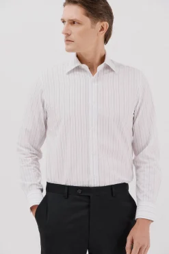 Camisa social riscas de algodão tencel