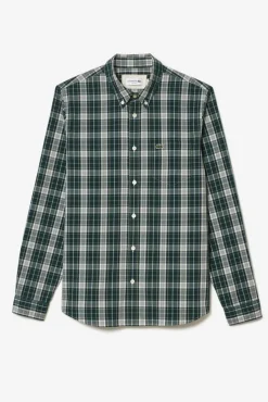 Camisa stretch estampada xadrez para homem