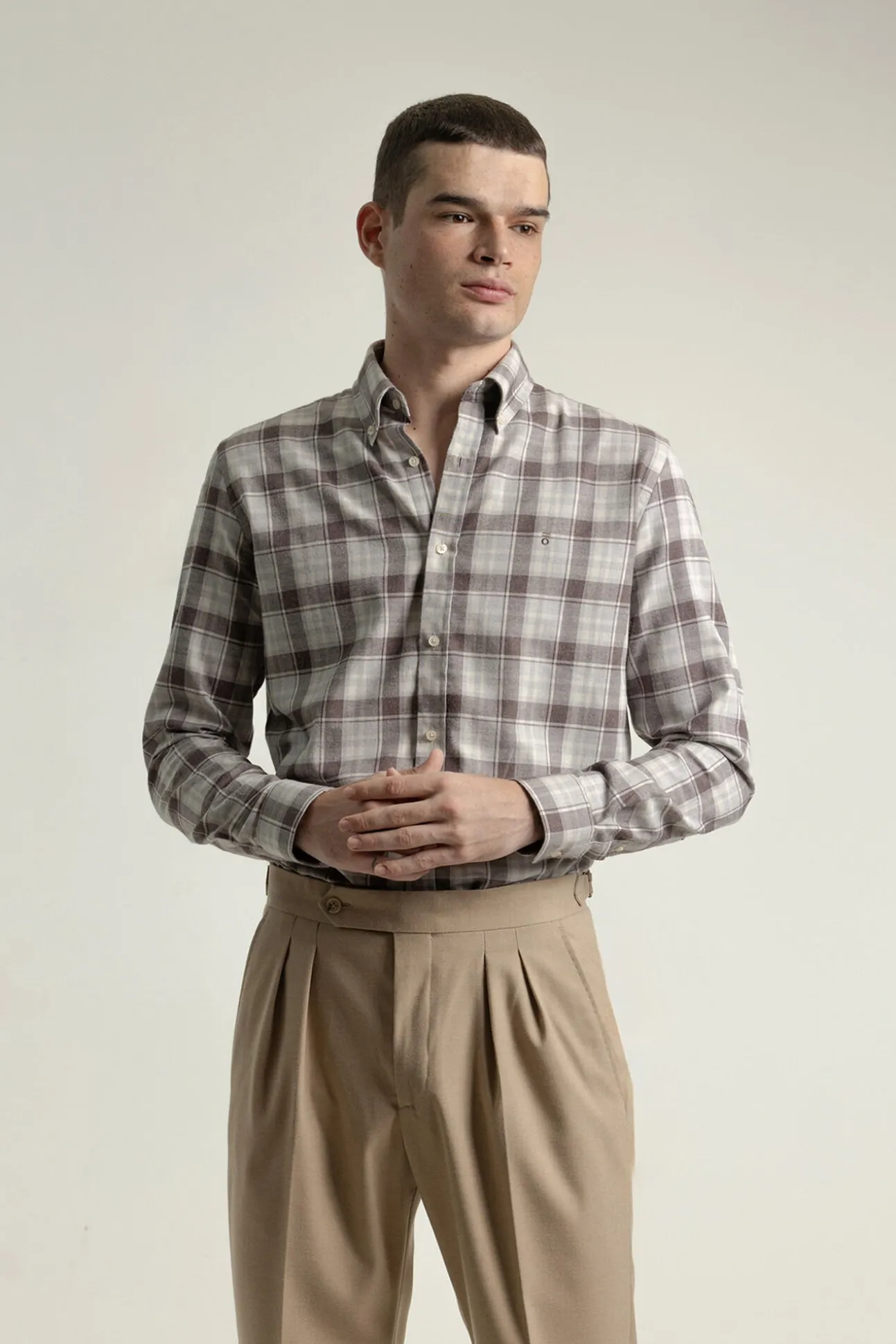 Camisa xadrez de algodão slim fit