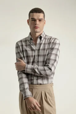 Camisa xadrez de algodão slim fit