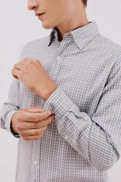 Camisa xadrez de algodão tencel