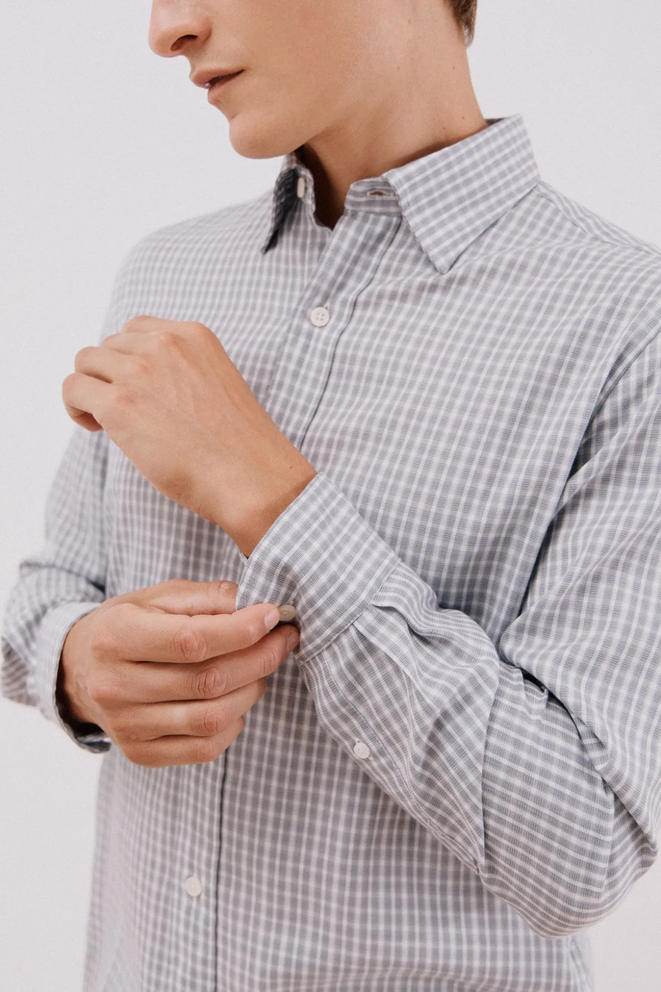Camisa xadrez de algodão tencel