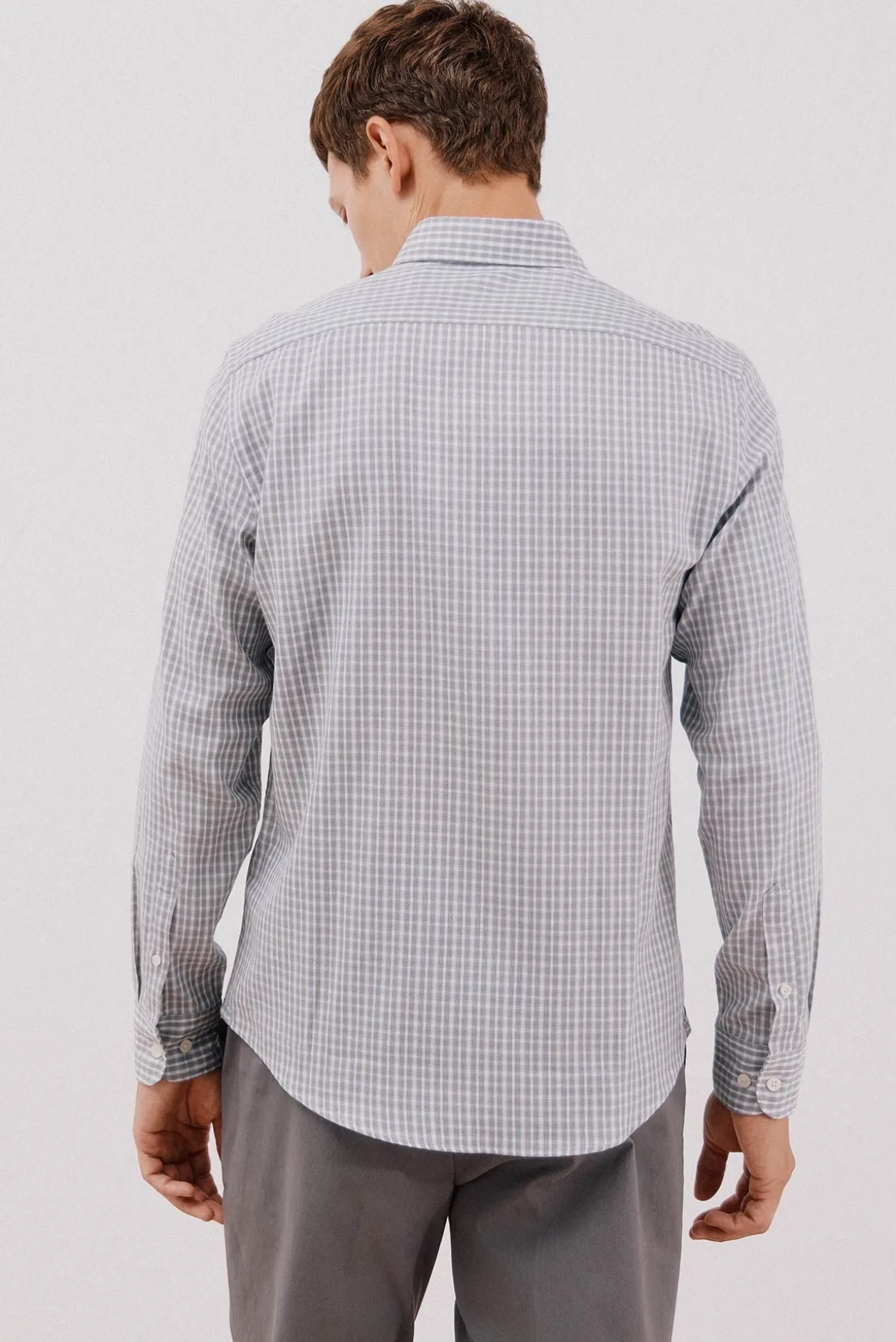 Camisa xadrez de algodão tencel