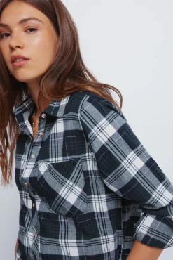 Camisa xadrez lurex com bolso