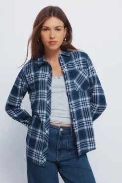 Camisa xadrez lurex com bolso