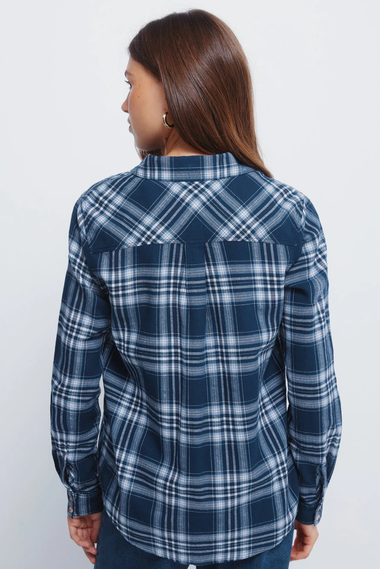 Camisa xadrez lurex com bolso