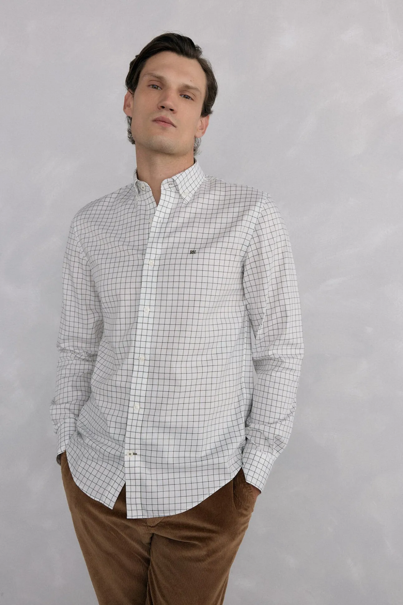Camisa xadrez Oxford sem passar a ferro
