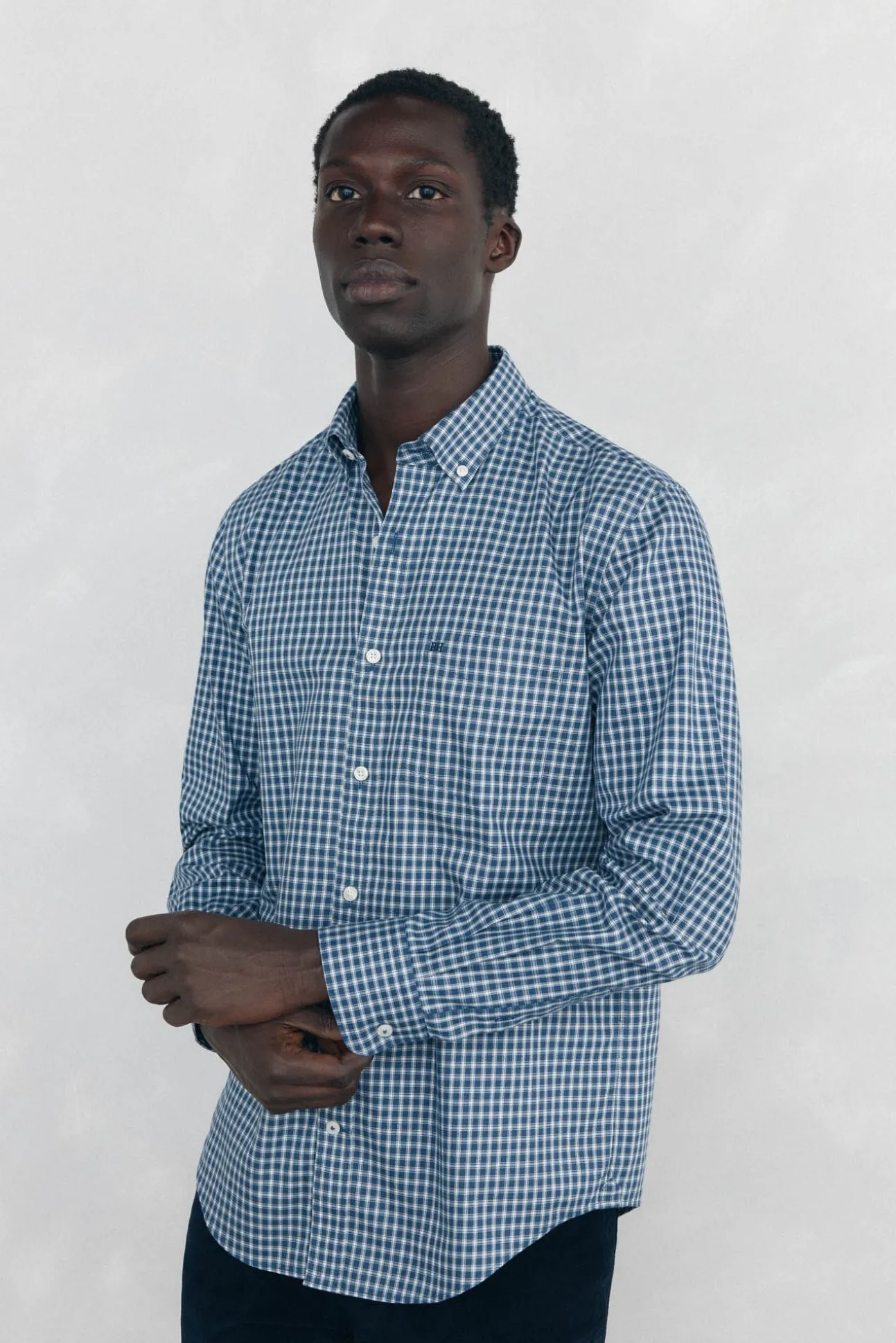 Camisa xadrez Oxford sem passar a ferro