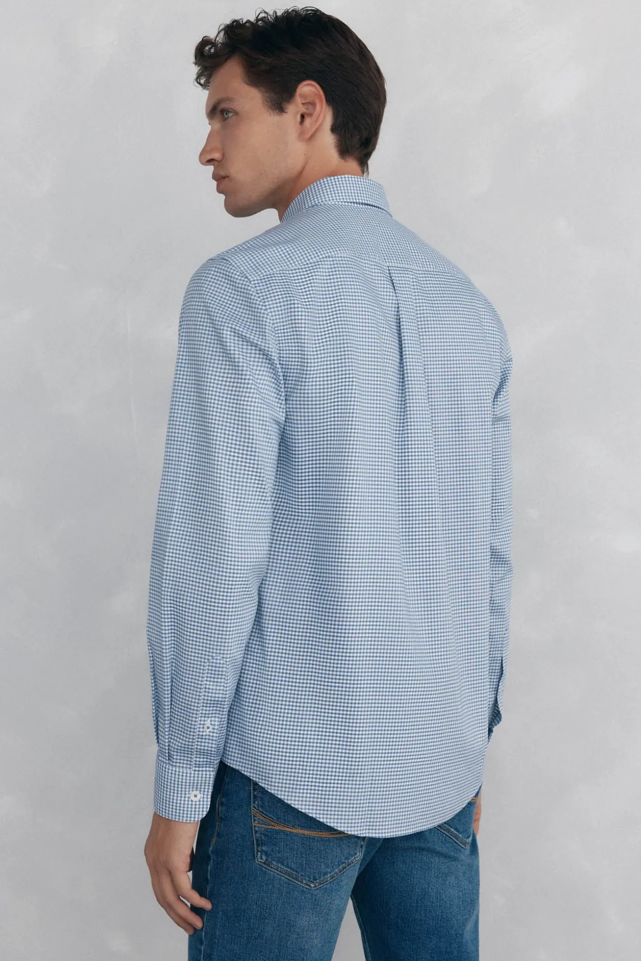 Camisa xadrez Oxford sem passar a ferro