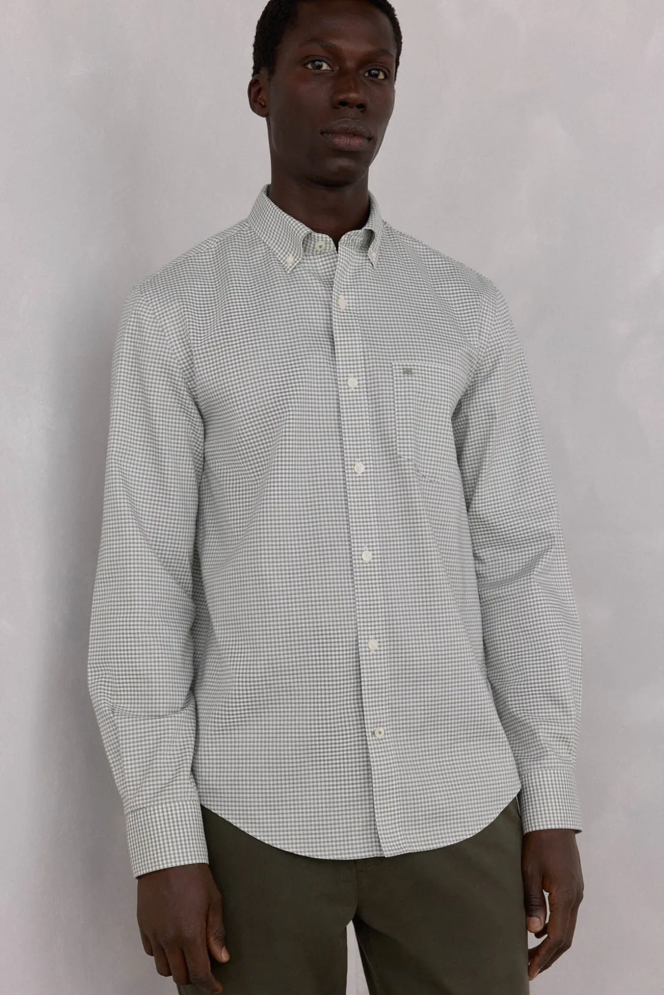 Camisa xadrez Oxford sem passar a ferro