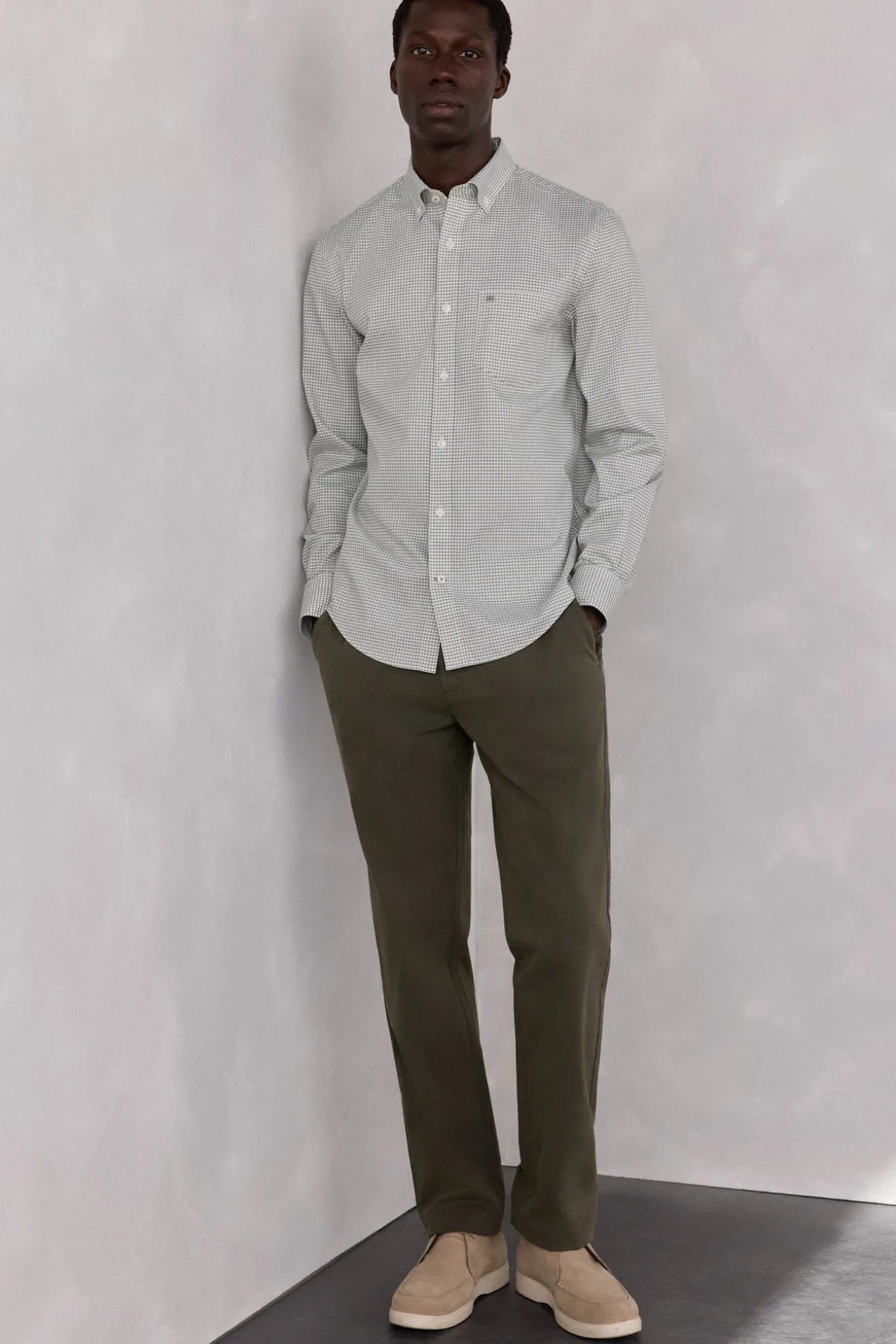 Camisa xadrez Oxford sem passar a ferro