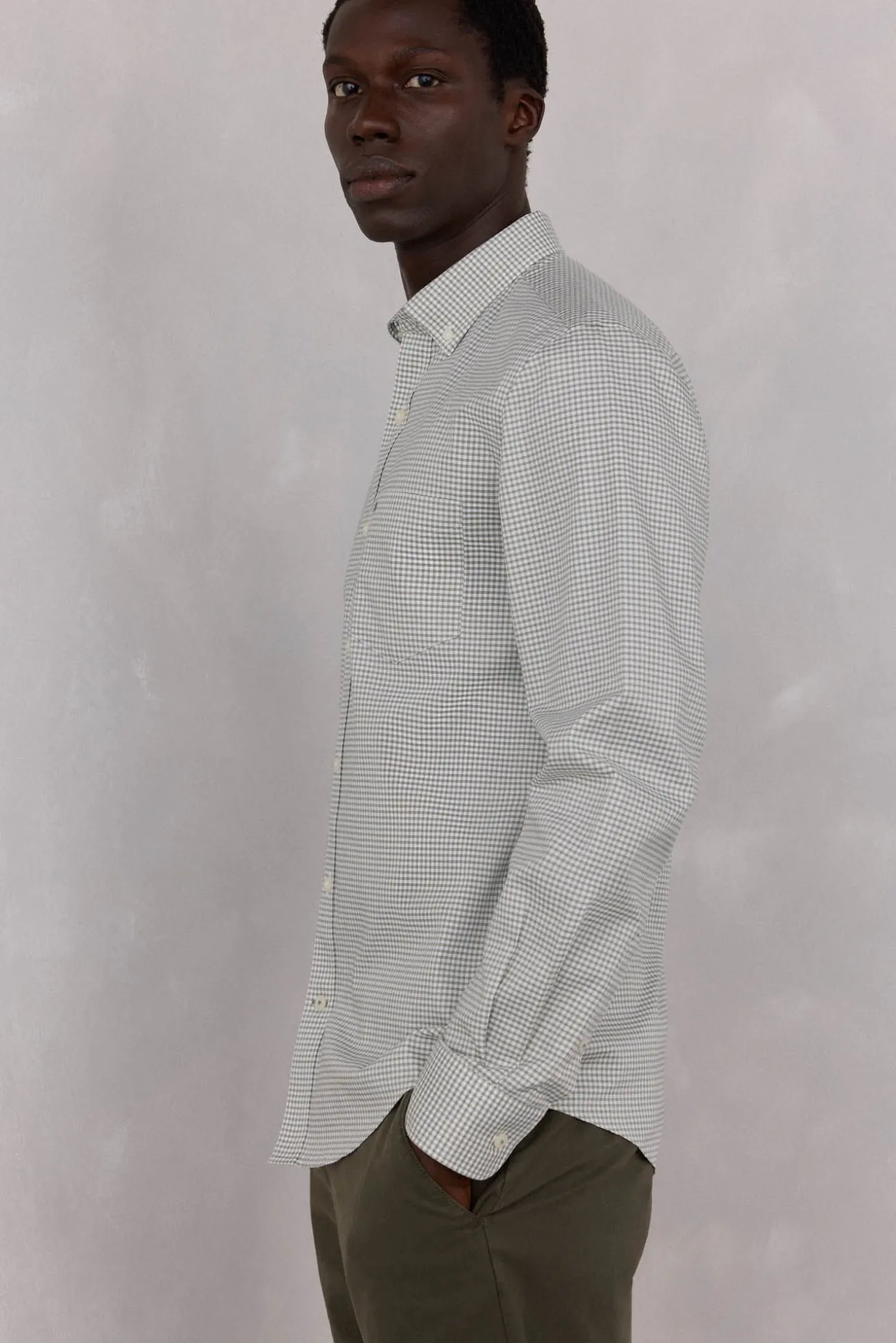 Camisa xadrez Oxford sem passar a ferro