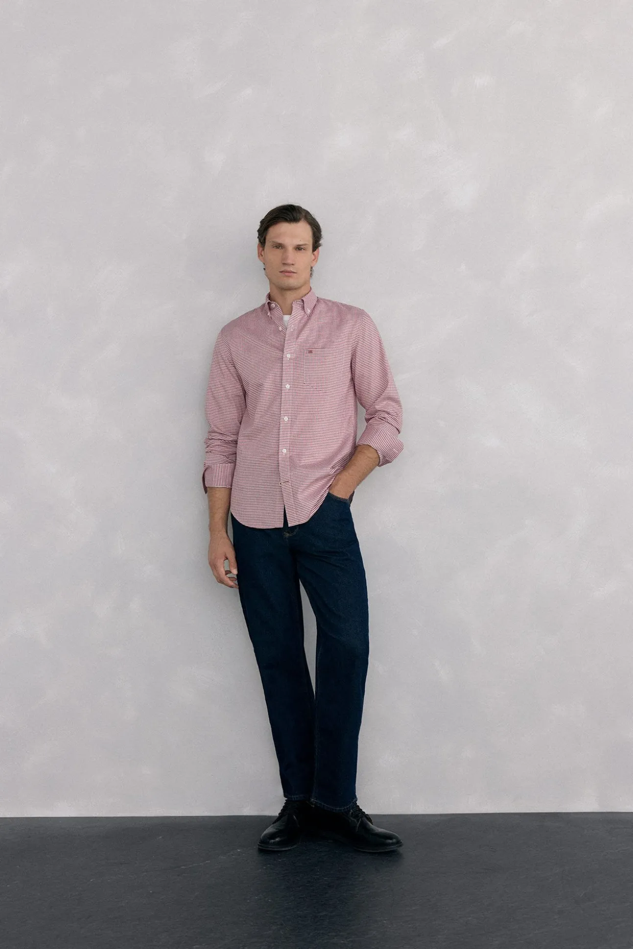 Camisa xadrez Oxford sem passar a ferro