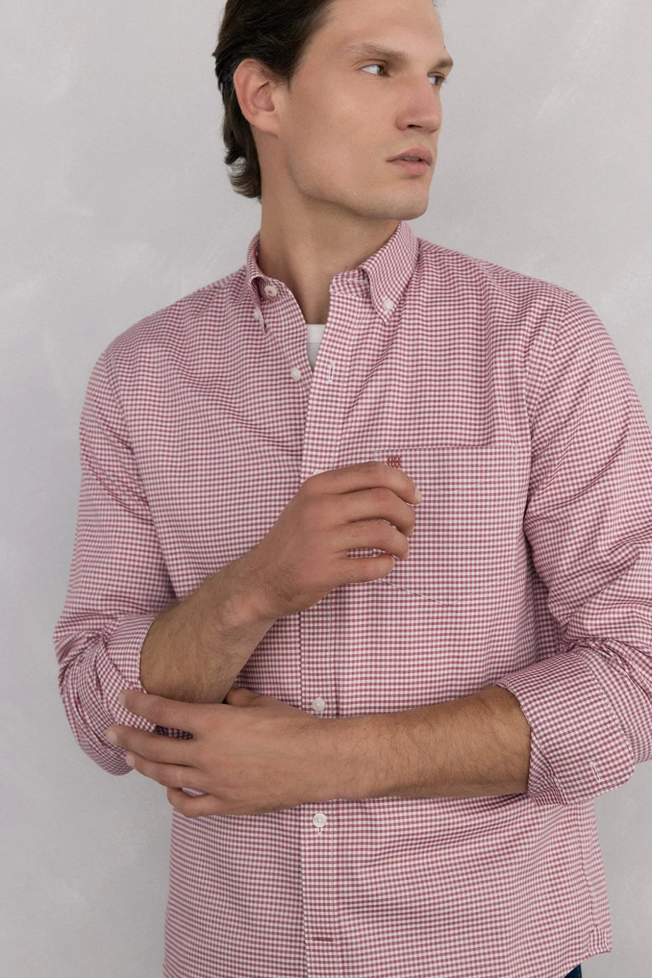 Camisa xadrez Oxford sem passar a ferro