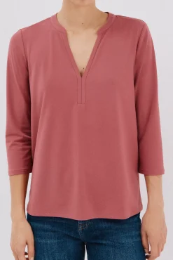 Camiseta básica decote mandarim