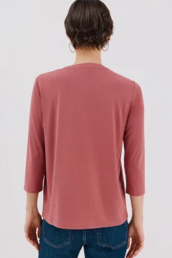 Camiseta básica decote mandarim