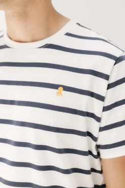 Camiseta básica riscas bordado