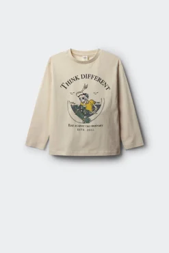 Camiseta de manga comprida com estampado de caveira skatista para meninos
