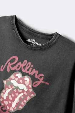 Camiseta de manga manga comprida dos Rolling Stones para meninas.