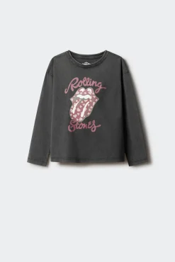 Camiseta de manga manga comprida dos Rolling Stones para meninas.