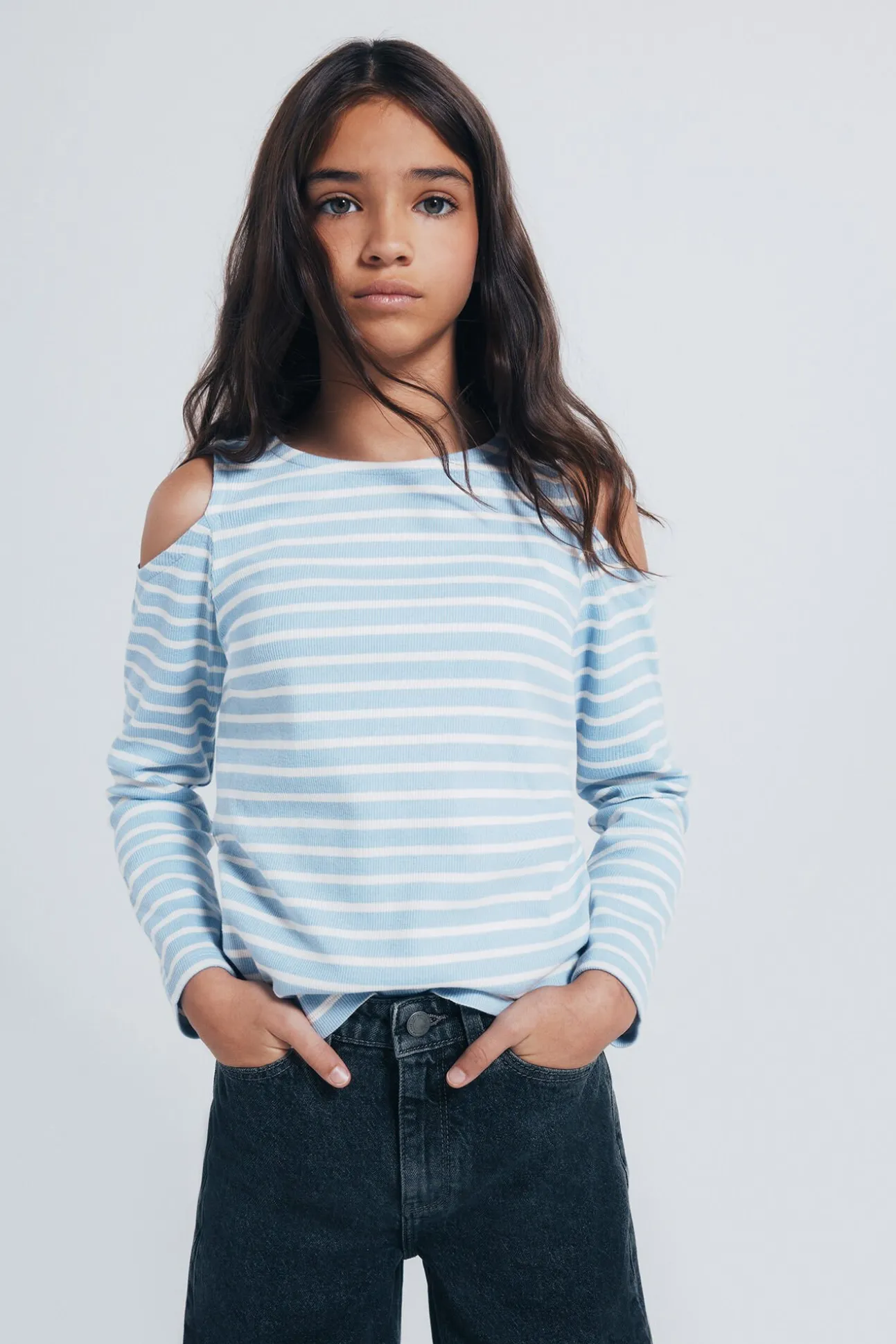 Camiseta feminina canelada ombro a ombro